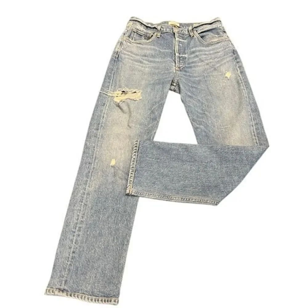 Citizens of Humanity Women's Distressed Sabine Straight Jeans Light Blue Size 27